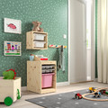 TROFAST Storage combination with box/trays, light white stained pine grey/pink, 32x44x52 cm