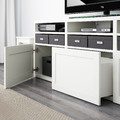 BESTÅ TV storage combination/glass doors, white/Hanviken white clear glass, 180x42x192 cm