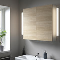 ENHET Wall cb w 2 shlvs/doors, white, oak effect, 80x15x75 cm