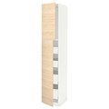 METOD / MAXIMERA Hi cab w 2 doors/4 drawers, white/Askersund light ash effect, 40x60x220 cm