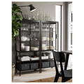 MOSSJÖN Glass-door cabinet with 2 doors, anthracite, 60x34x146 cm