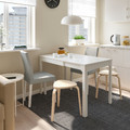 EKEDALEN / KÄTTIL Table and 2 chairs, white/Knisa light grey, 80/120 cm