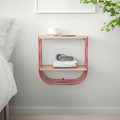 SVENSHULT Wall shelf with storage, brown-red, white stained oak effect, 41x20 cm