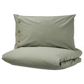 KRÅKRISMOTT Duvet cover and pillowcase, light green, 150x200/50x60 cm