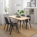 LISABO / ODGER Table and 4 chairs, ash veneer, anthracite, 140x78 cm