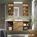 HAGAÅN Wall open cabinet, oak effect, 40x15x95 cm