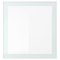 GLASSVIK Glass door, white/light green frosted glass, 60x64 cm