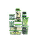 PRUTA Food container, set of 17, transparent/green