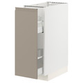 METOD / MAXIMERA Base cabinet/pull-out int fittings, white/Upplöv matt dark beige, 30x60 cm