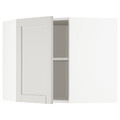 METOD Corner wall cabinet with shelves, white/Lerhyttan light grey, 68x60 cm