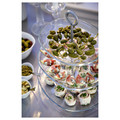 KVITTERA Serving platter, 3 tiers, clear glass, stainless steel