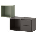 EKET Wall-mounted storage combination, dark grey/grey-green, 105x35x70 cm