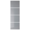 BJÖRNÖYA 4 panels for sliding door frame, grey tinted effect, 75x236 cm