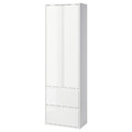 ÄNGSJÖN High cabinet with doors/drawers, high-gloss white, 60x35x195 cm