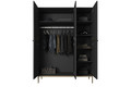 Wardrobe Nicole 150 cm, matt black, gold handles and legs