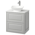 TÄNNFORSEN/VÄSTERSJÖN Wash-stnd w drawers/wash-basin/tap, light grey/white marble effect, 62x49x79 cm