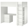 SMÅSTAD Loft bed, white with frame/with desk with 3 drawers, 90x200 cm