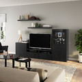 BESTÅ / LACK TV storage combination, black-brown, 240x42x129 cm