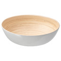 RUNDLIG Serving bowl, white/bamboo, 30 cm