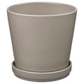 KLOTLÖNN Plant pot with saucer, in/outdoor/grey/beige, 19 cm