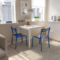 MELLTORP / GENESÖN Table and 2 chairs, white white/metal blue, 75 cm