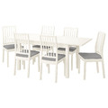 LANEBERG / EKEDALEN Table and 6 chairs, white white/Ramna light grey, 130/190x80 cm