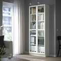 BILLY / OXBERG Bookcase, white, glass, 80x30x202 cm
