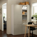 BESTÅ Storage combination with doors, white, Selsviken high-gloss beige, 120x40x192 cm