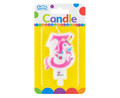 Birthday Candle 3 Unicorn 7.8cm