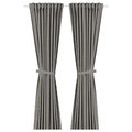 LENDA Curtains with tie-backs, 1 pair, dark grey, 140x300 cm