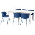 EKEDALEN / KRYLBO Table and 6 chairs, white/Tonerud blue, 180/240 cm