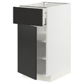 METOD / MAXIMERA Base cabinet with drawer/door, white/Nickebo matt anthracite, 40x60 cm