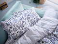 JUNIMAGNOLIA Duvet cover and 2 pillowcases, white/navy, 200x200/50x60 cm