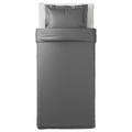 LUKTJASMIN Quilt cover and pillowcase, dark grey, 150x200/50x60 cm