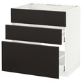 METOD / MAXIMERA Base cab f sink+3 fronts/2 drawers, white/Kungsbacka anthracite, 80x60 cm