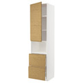 METOD / MAXIMERA Hi cab f micro w door/2 drawers, white/Voxtorp oak effect, 60x60x240 cm