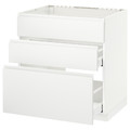 METOD Base cab f sink+3 fronts/2 drawers, white Maximera, Voxtorp white matt white, 80x60x80 cm