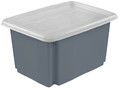 GoodHome Storage Box with Lid Burnham 45 l, grey