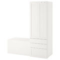 SMÅSTAD / PLATSA Storage combination, white with frame/with bench, 150x57x181 cm