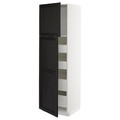 METOD / MAXIMERA Hi cab w 2 doors/4 drawers, white/Lerhyttan black stained, 60x60x200 cm