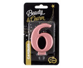 Birthday Candle 6 Metallic 8cm, pink-gold