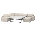 VIMLE Crnr sofa-bed, 5-seat w chaise lng, with wide armrests/Gunnared beige