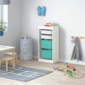 TROFAST Storage combination with boxes, white/white turquoise, 46x30x94 cm