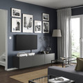 BESTÅ TV bench with doors, dark grey/Lappviken dark grey, 180x42x38 cm