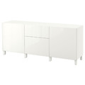 BESTÅ Storage combination with drawers, white, Selsviken high-gloss/white, 180x40x74 cm