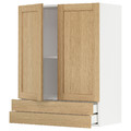 METOD / MAXIMERA Wall cabinet w 2 doors/2 drawers, white/Forsbacka oak, 80x100 cm