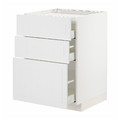 METOD / MAXIMERA Base cab f hob/3 fronts/3 drawers, white/Stensund white, 60x60 cm