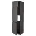 METOD High cab f fridge/freezer w 3 doors, black/Voxtorp dark grey, 60x60x220 cm