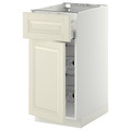 METOD / MAXIMERA Base cab w wire basket/drawer/door, white/Bodbyn off-white, 40x60 cm