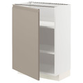 METOD Base cabinet with shelves, white/Upplöv matt dark beige, 60x37 cm